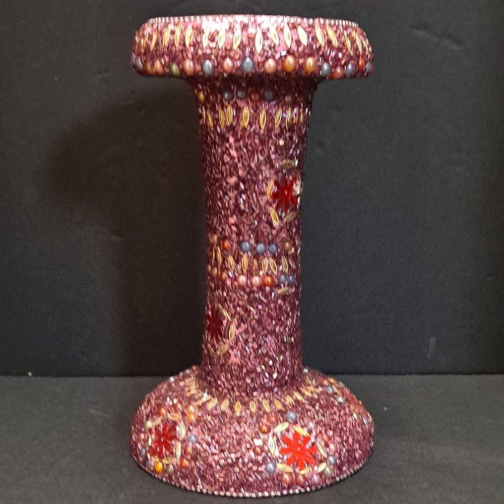 MADE IN INDIA BEADED CANDLE PILLAR